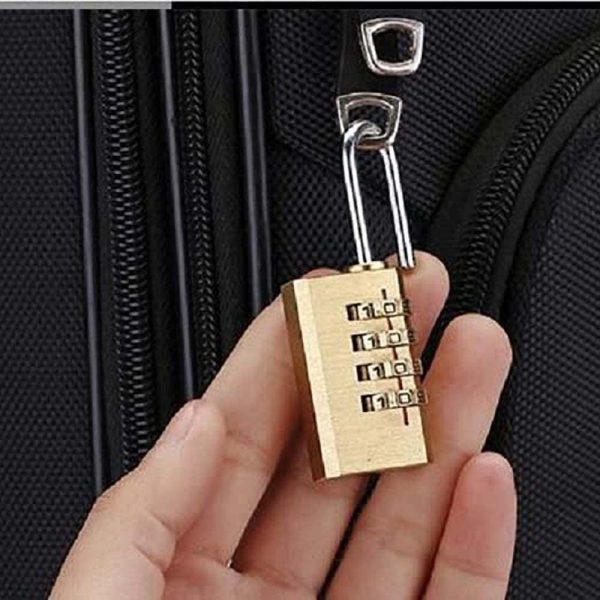 4 digit brass resettable combination padlock – travel & luggage lock